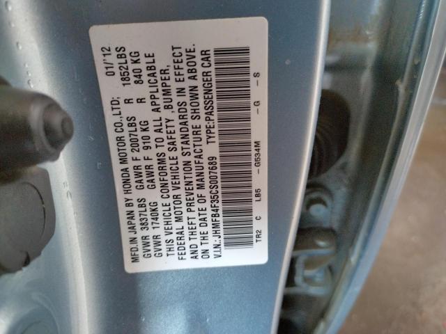 HONDA CIVIC HYBR 2012 with VIN JHMFB4F35CS007689 - Photo from auction