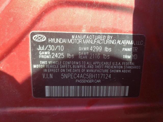 Photo 10 from auction – 2011 HYUNDAI SONATA SE with VIN 5NPEC4AC5BH117124