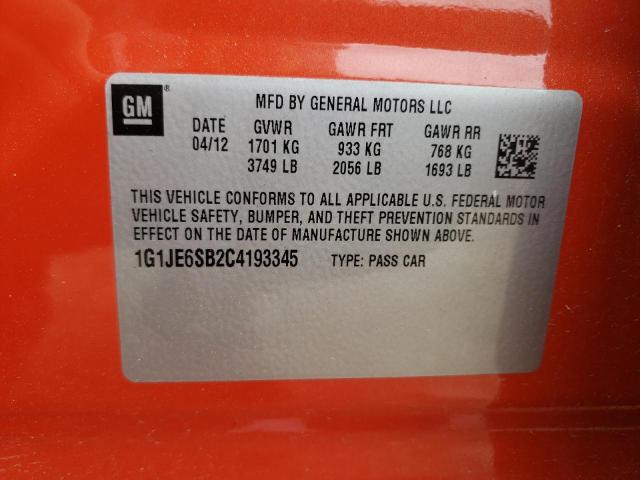 Photo 10 from auction – 2012 CHEVROLET SONIC LTZ with VIN 1G1JE6SB2C4193345