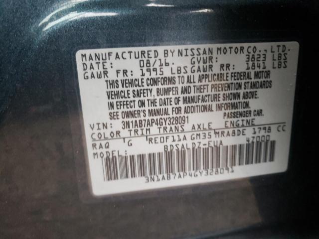Photo 10 from auction – 2016 NISSAN SENTRA S with VIN 3N1AB7AP4GY328091