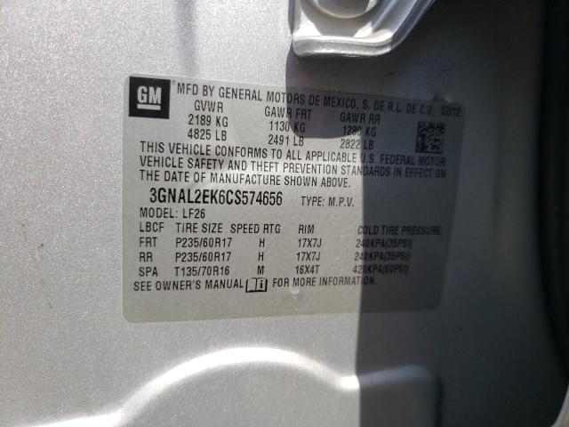 CHEVROLET CAPTIVA SP 2012 with VIN 3GNAL2EK6CS574656 - Photo from auction