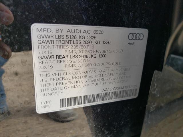 Photo 10 from auction – 2021 AUDI Q3 PREMIUM with VIN WA1EECF30M1031429