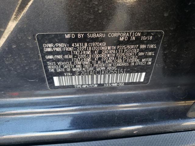 Photo 10 from auction – 2019 SUBARU CROSSTREK with VIN JF2GTACC1K8255151