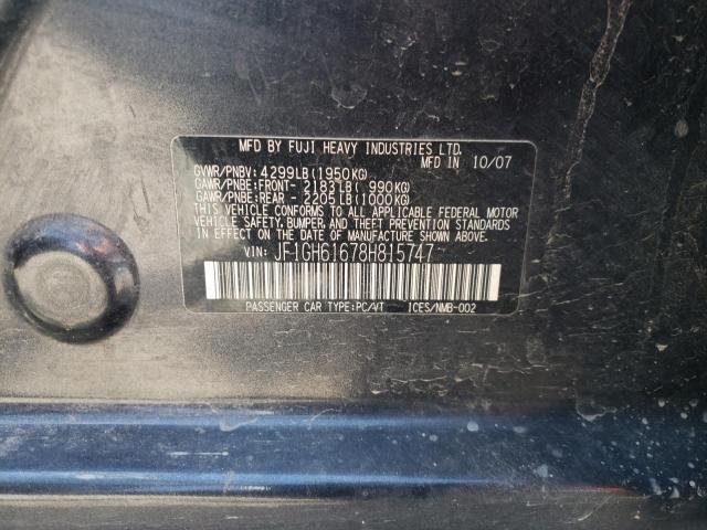 Photo 10 from auction – 2008 SUBARU IMPREZA 2. with VIN JF1GH61678H815747
