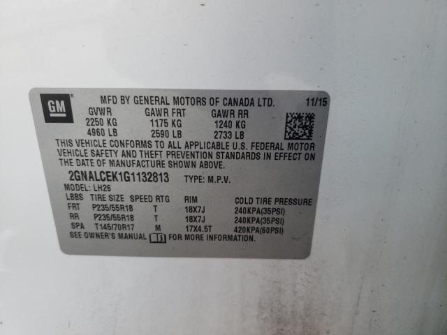 Photo 10 from auction – 2016 CHEVROLET EQUINOX LT with VIN 2GNALCEK1G1132813