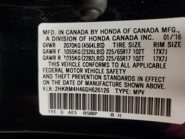 Photo 10 from auction – 2016 HONDA CR-V SE with VIN 2HKRM4H46GH626126