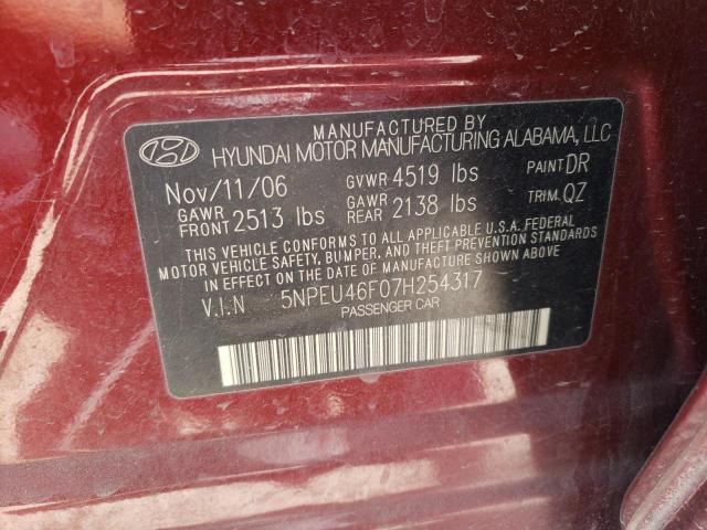 Photo 10 from auction – 2007 HYUNDAI SONATA SE with VIN 5NPEU46F07H254317