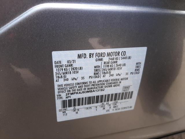 Photo 10 from auction – 2021 FORD EDGE SEL with VIN 2FMPK4J93MBA13192
