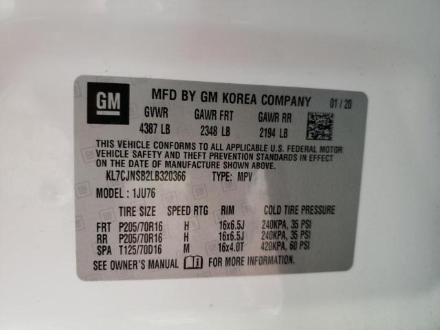 Photo 10 from auction – 2020 CHEVROLET TRAX LS with VIN KL7CJNSB2LB320366