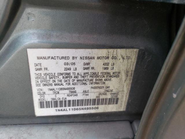 Photo 10 from auction – 2005 NISSAN ALTIMA S with VIN 1N4AL11D65N485506