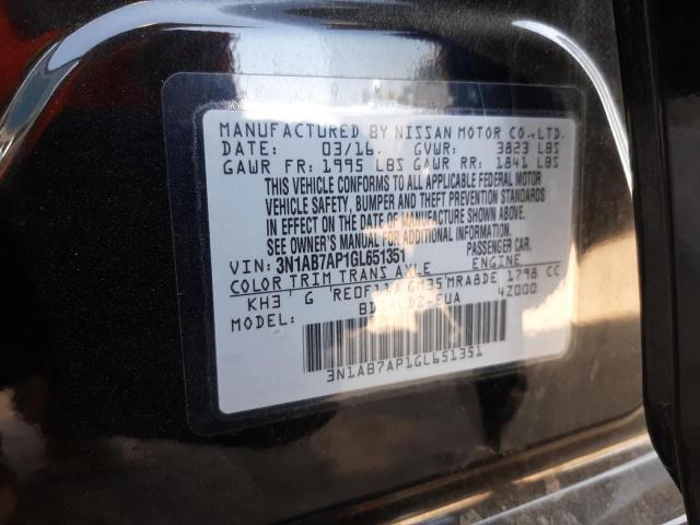 Photo 10 from auction – 2016 NISSAN SENTRA S with VIN 3N1AB7AP1GL651351