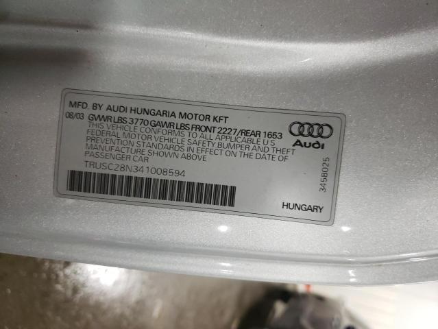 Photo 10 from auction – 2004 AUDI TT with VIN TRUSC28N341008594