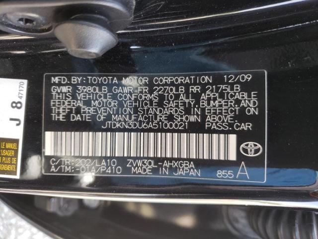 Photo 10 from auction – 2010 TOYOTA PRIUS with VIN JTDKN3DU6A5100021