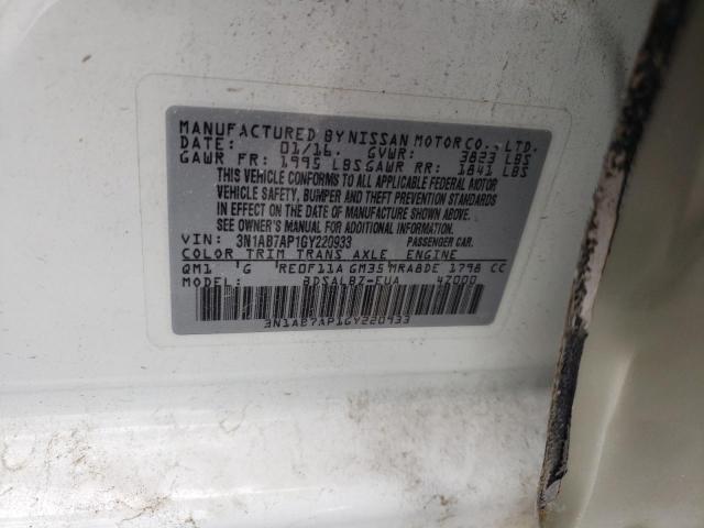 Photo 10 from auction – 2016 NISSAN SENTRA S with VIN 3N1AB7AP1GY220933