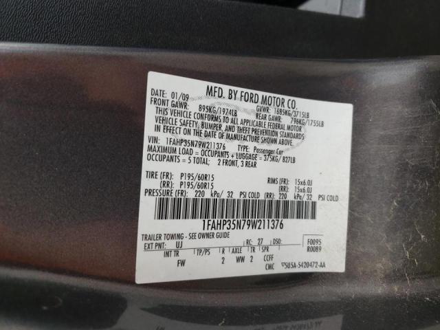 Photo 10 from auction – 2009 FORD FOCUS SE with VIN 1FAHP35N79W211376