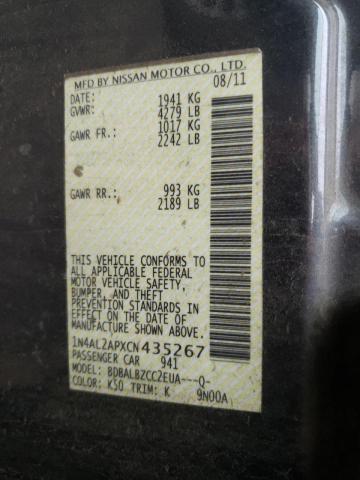Photo 10 from auction – 2012 NISSAN ALTIMA BAS with VIN 1N4AL2APXCN435267