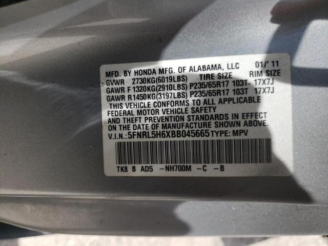 Photo 10 from auction – 2011 HONDA ODYSSEY EX with VIN 5FNRL5H6XBB045665