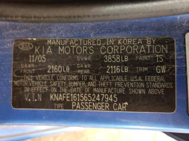 Photo 10 from auction – 2006 KIA SPECTRA5 with VIN KNAFE161565247945