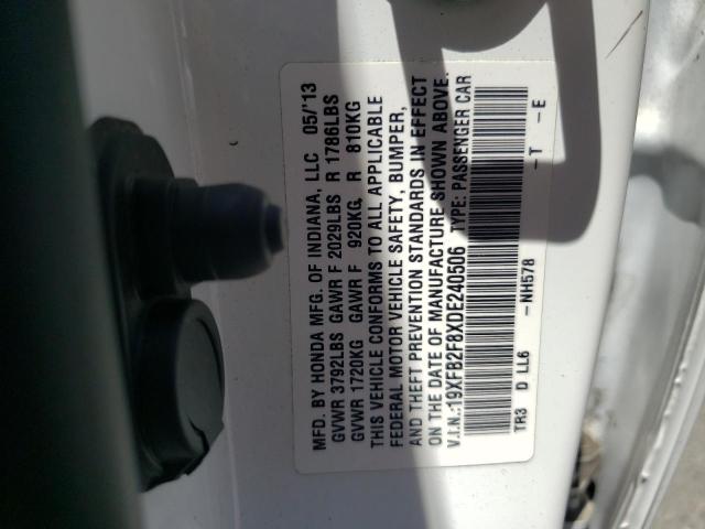 Photo 10 from auction – 2013 HONDA CIVIC EX with VIN 19XFB2F8XDE240506