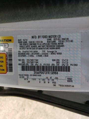 Photo 10 from auction – 2015 FORD FUSION SE with VIN 3FA6P0H73FR158984