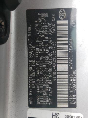 Photo 10 from auction – 2009 TOYOTA CAMRY BASE with VIN 4T1BE46K29U821726