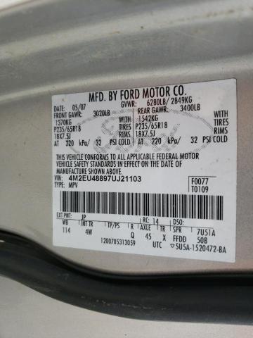 Photo 10 from auction – 2007 MERCURY MOUNTAINEE with VIN 4M2EU48897UJ21103