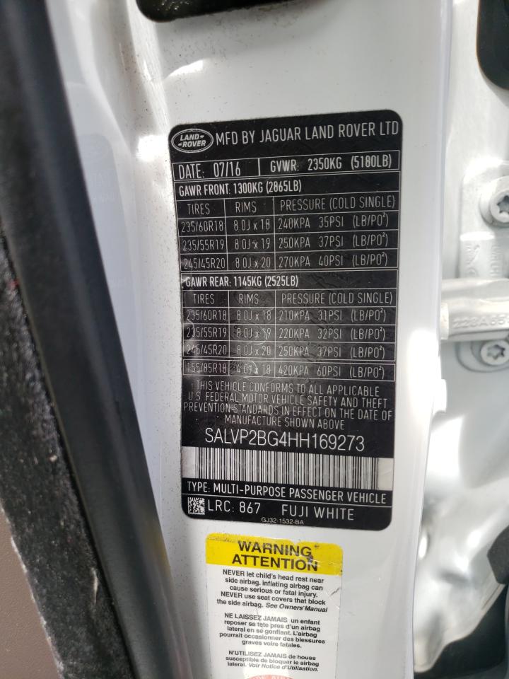 Photo 10 from auction – 2017 LAND ROVER RANGE ROVE with VIN SALVP2BG4HH169273