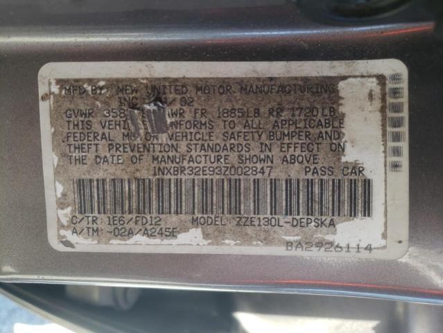 Photo 10 from auction – 2003 TOYOTA COROLLA CE with VIN 1NXBR32E93Z002847