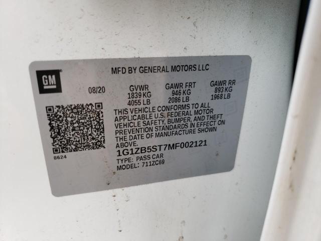 Photo 10 from auction – 2021 CHEVROLET MALIBU LS with VIN 1G1ZB5ST7MF002121