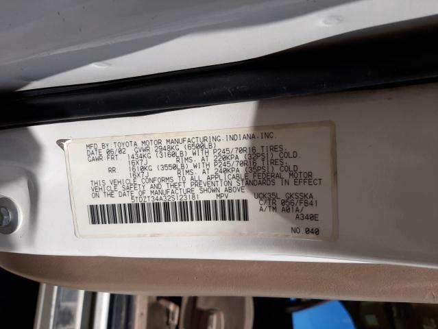 Photo 10 from auction – 2002 TOYOTA SEQUOIA SR with VIN 5TDZT34A32S123181