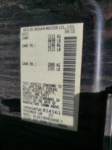 Photo 10 from auction – 2010 NISSAN MAXIMA S with VIN 1N4AA5AP1AC854561