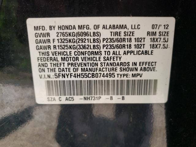 Photo 10 from auction – 2012 HONDA PILOT EXL with VIN 5FNYF4H55CB074495