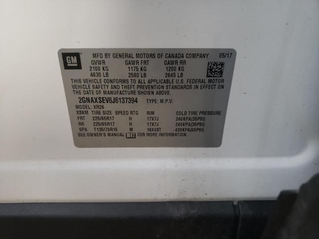 Photo 10 from auction – 2018 CHEVROLET EQUINOX LT with VIN 2GNAXSEV6J6137394