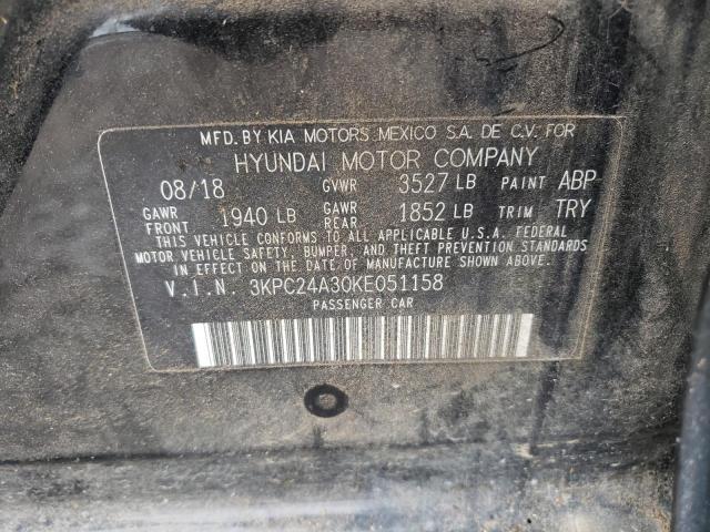 Photo 10 from auction – 2019 HYUNDAI ACCENT SE with VIN 3KPC24A30KE051158