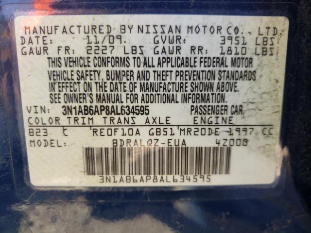 Photo 10 from auction – 2010 NISSAN SENTRA 2.0 with VIN 3N1AB6AP8AL634595