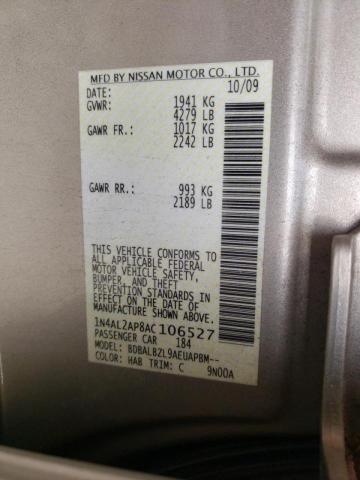 Photo 10 from auction – 2010 NISSAN ALTIMA BAS with VIN 1N4AL2AP8AC106527