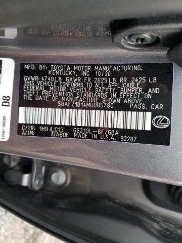 Photo 10 from auction – 2021 LEXUS ES 350 BAS with VIN 58AFZ1B14MU085780