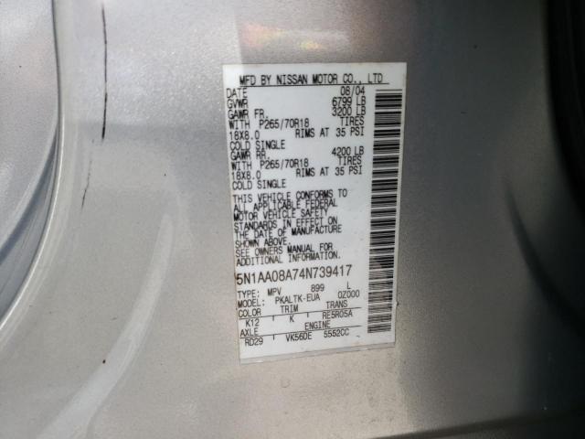Photo 10 from auction – 2004 NISSAN ARMADA SE with VIN 5N1AA08A74N739417