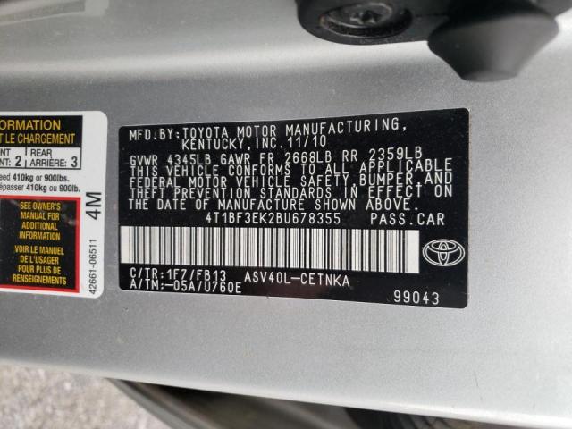 Photo 10 from auction – 2011 TOYOTA CAMRY BASE with VIN 4T1BF3EK2BU678355