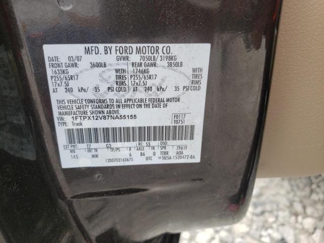Photo 10 from auction – 2007 FORD F150 with VIN 1FTPX12V87NA55155