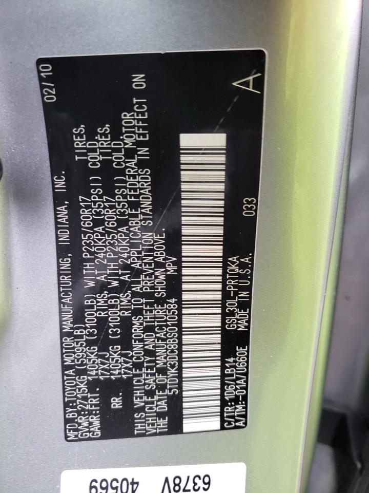 Photo 10 from auction – 2011 TOYOTA SIENNA XLE with VIN 5TDYK3DC8BS010584
