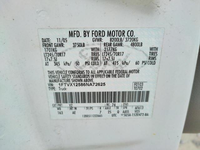 Photo 10 from auction – 2006 FORD F150 with VIN 1FTVX12586NA72625