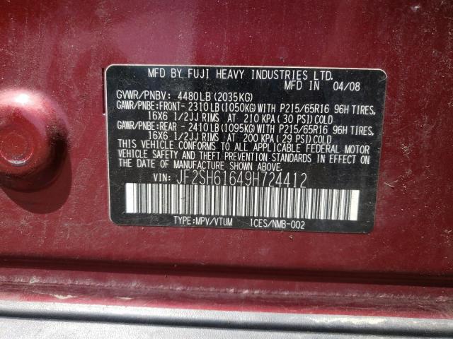 Photo 10 from auction – 2009 SUBARU FORESTER 2 with VIN JF2SH61649H724412