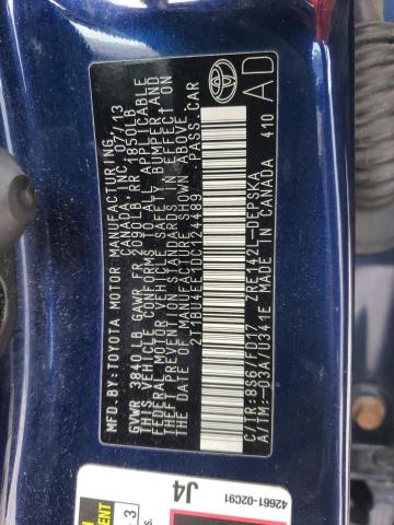 Photo 10 from auction – 2013 TOYOTA COROLLA BA with VIN 2T1BU4EE1DC124489