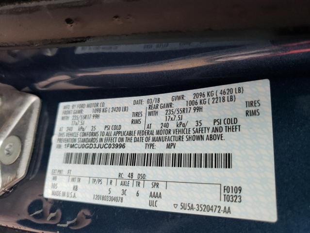 Photo 10 from auction – 2018 FORD ESCAPE SE with VIN 1FMCU0GD3JUC03996