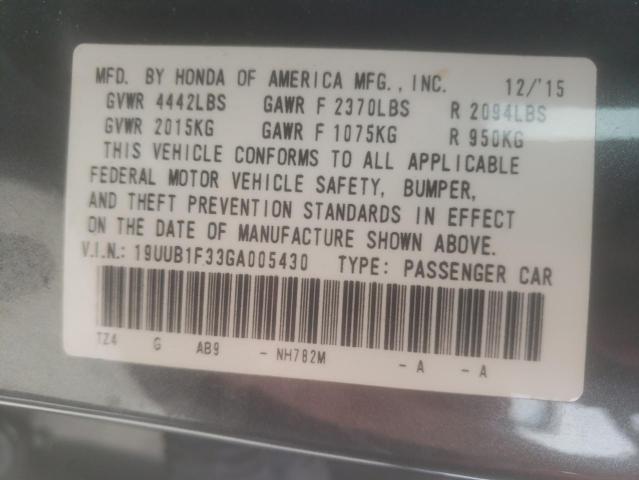 Photo 10 from auction – 2016 ACURA TLX with VIN 19UUB1F33GA005430