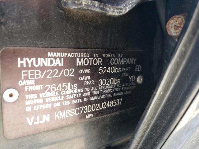 Photo 10 from auction – 2002 HYUNDAI SANTA FE G with VIN KM8SC73D02U248537