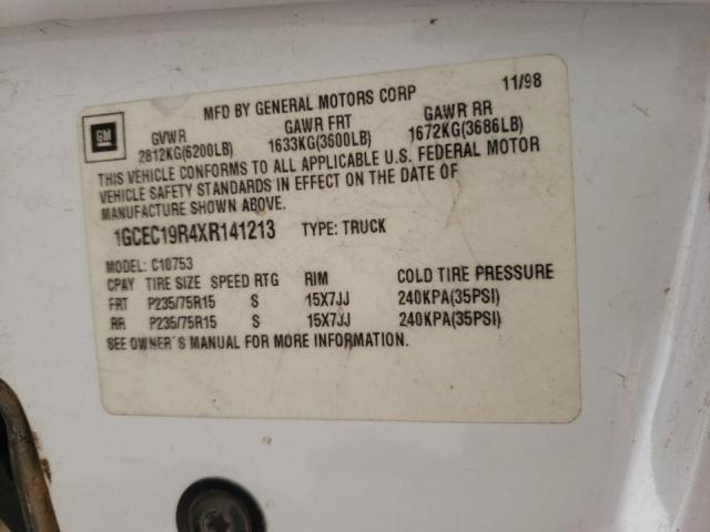 Photo 10 from auction – 1999 CHEVROLET GMT-400 C1 with VIN 1GCEC19R4XR141213