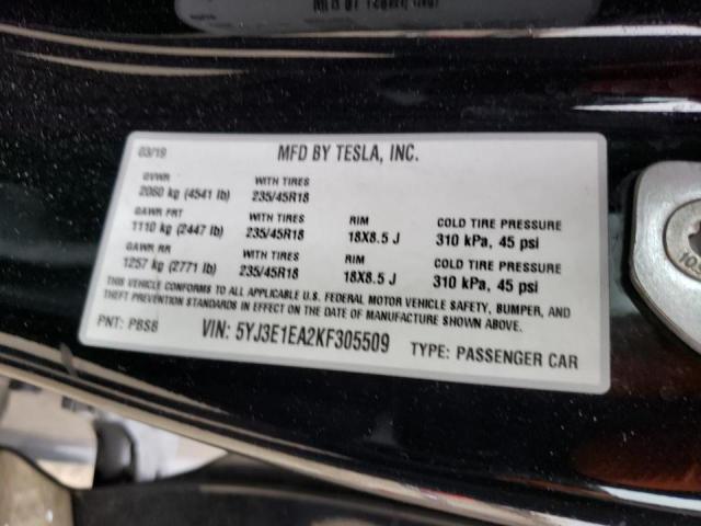 Photo 10 from auction – 2019 TESLA MODEL 3 with VIN 5YJ3E1EA2KF305509