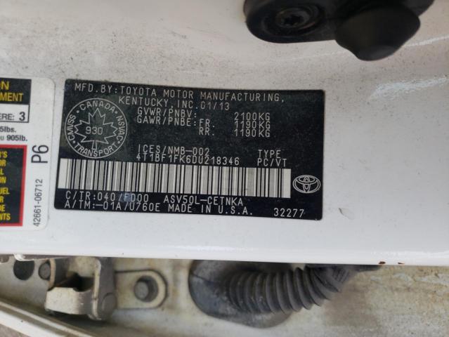 Photo 10 from auction – 2013 TOYOTA CAMRY L with VIN 4T1BF1FK6DU218346
